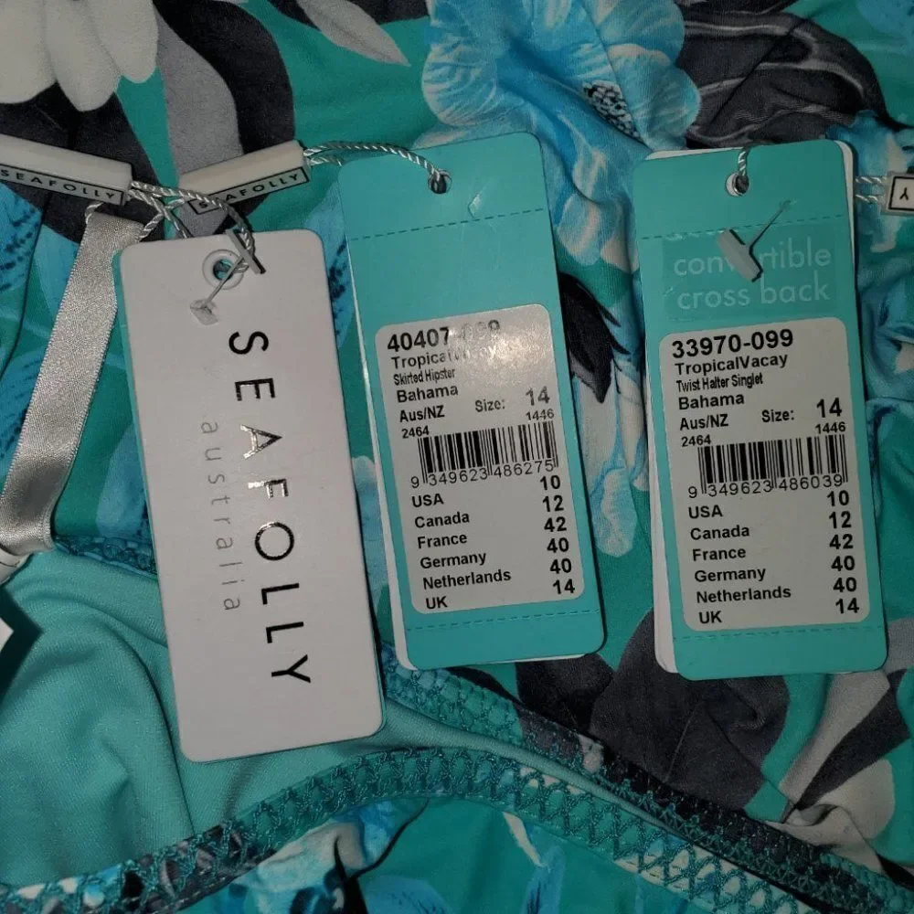 Seafolly Sz 10 Twist Halter Singlet Tankini and matching bottom 2 piece set